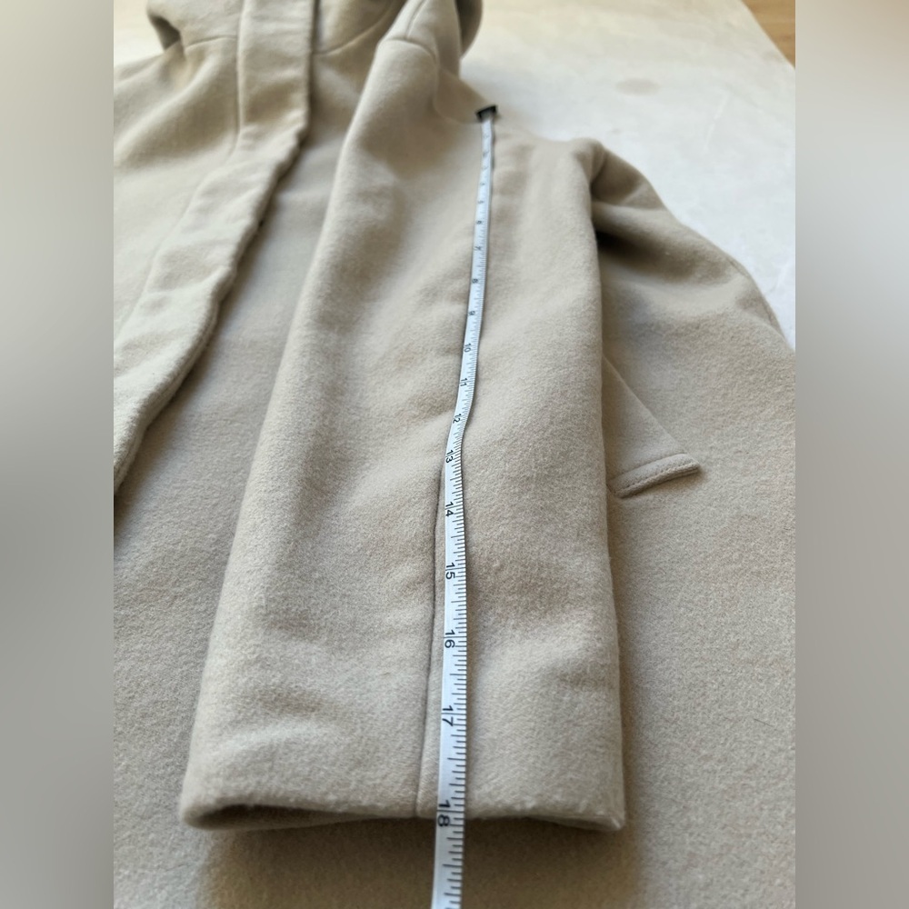 $356 United Arrows Beige Wool Women's Hooded Coat Sz JP38 US6 S Preppy Old money - Picture 11 of 15